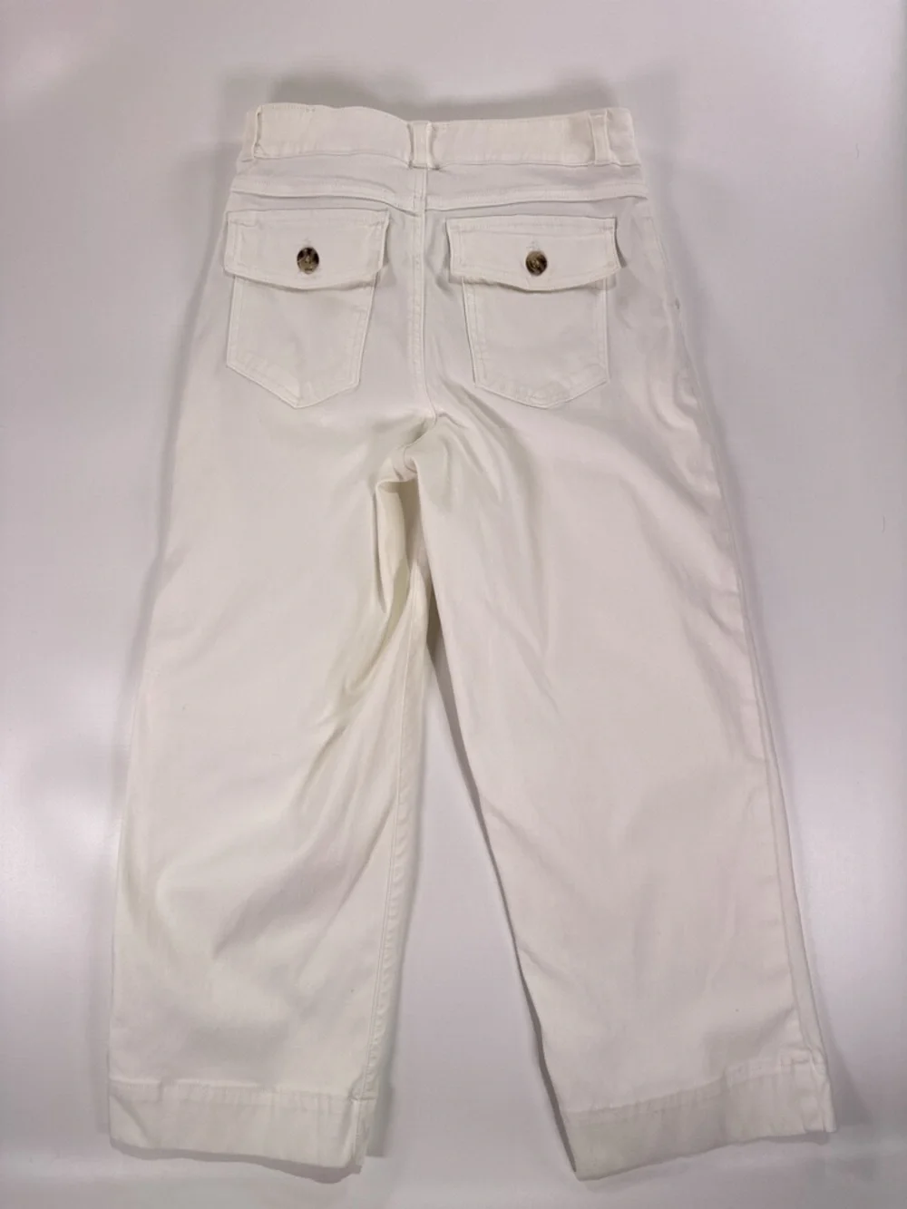 Spanx White Stretch Twill Cropped Wide Leg Pants Medium Petite